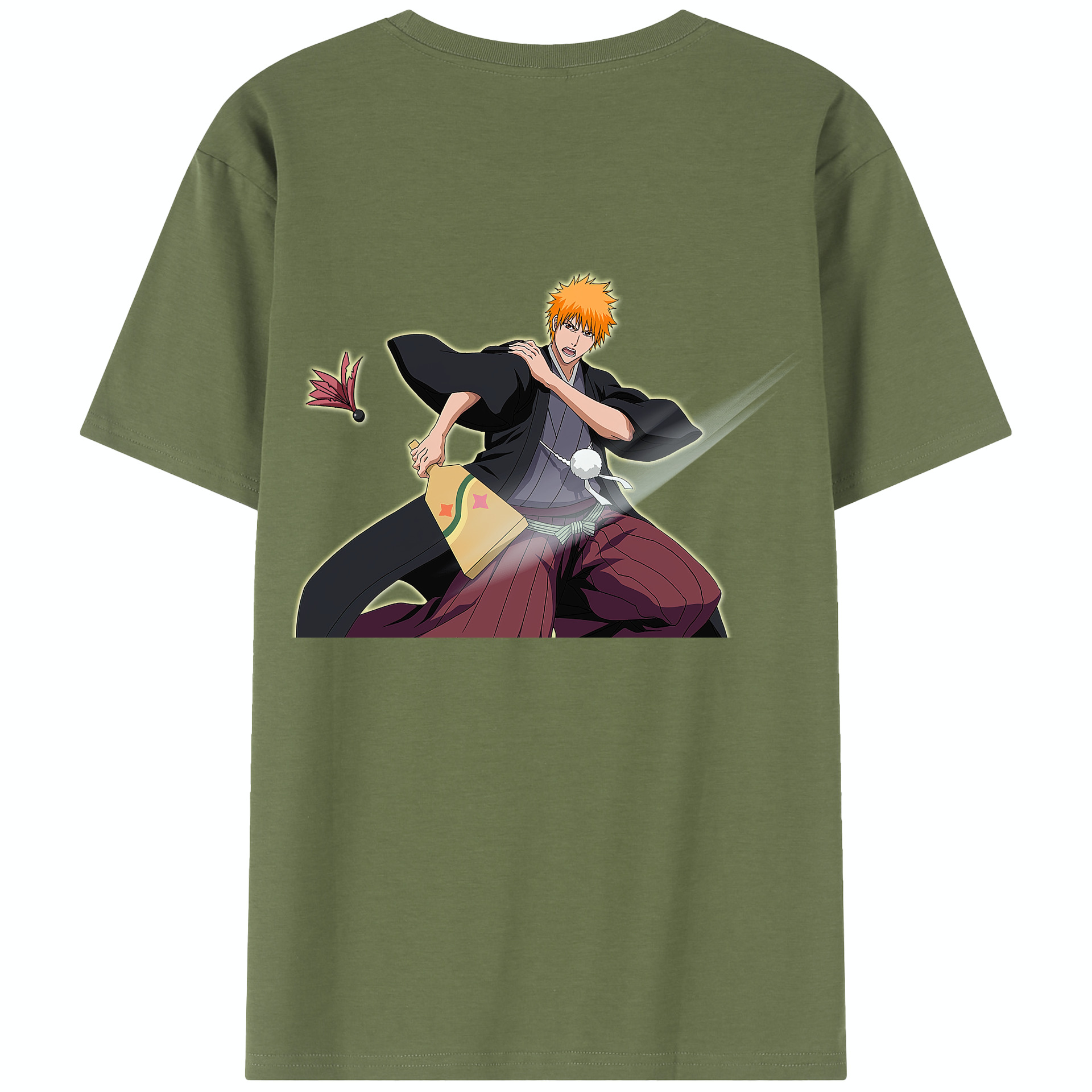 （画像用） ブリーチ 黒崎一護（くろさき いちご）BLEACH Kurosaki Ichigo 綿100％半袖Tシャツ（背面プリント）
